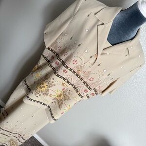 Leslie Fay Tan 2-piece Jacket Dress Outfit Vintage Size 16